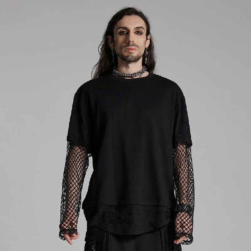 Fresh Wear Men's Punk Mesh Ripped T-shirt