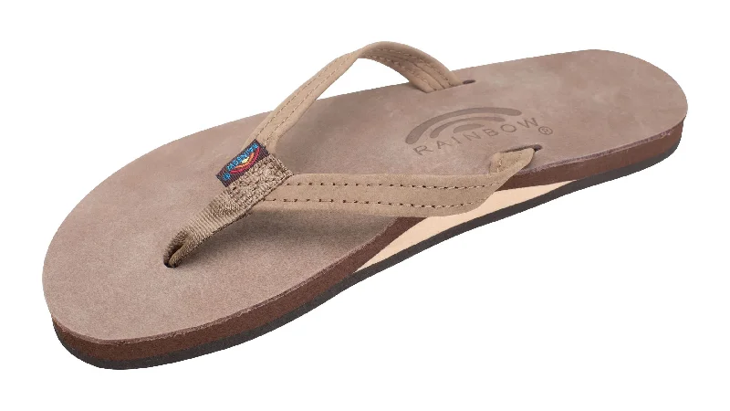 Personal Design Rainbow Single Layer Leather Narrow Sandal-Dark Brown