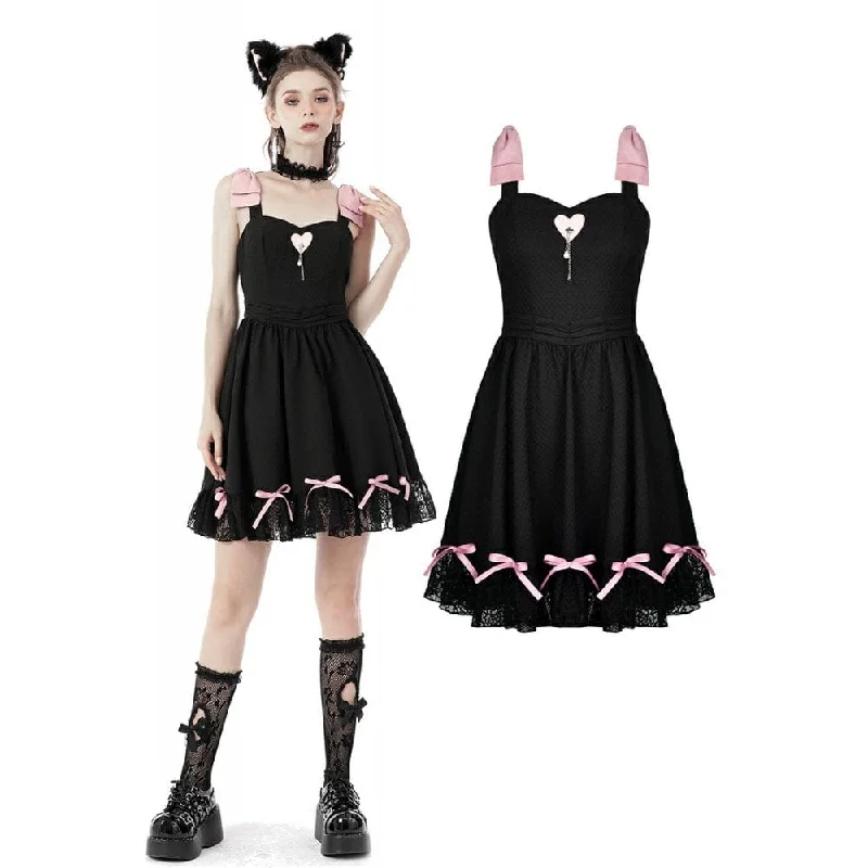 Leisure Sports Women's Lolita Pink Bowknots Lace Slip Dress